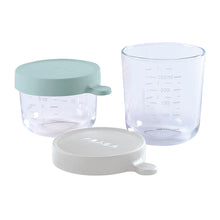 Load image into Gallery viewer, Beaba Glass Conservation Jar Set - Green & Grey