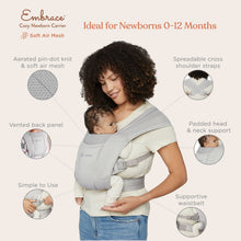 Load image into Gallery viewer, Ergobaby Embrace Soft Air Mesh Newborn Baby Carrier - Washed Black
