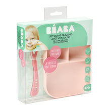Load image into Gallery viewer, Beaba Silicone Suction Divided Plate &amp; Spoon - Pink (2)
