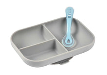 Load image into Gallery viewer, Beaba Silicone Suction Divided Plate &amp; Spoon - Grey
